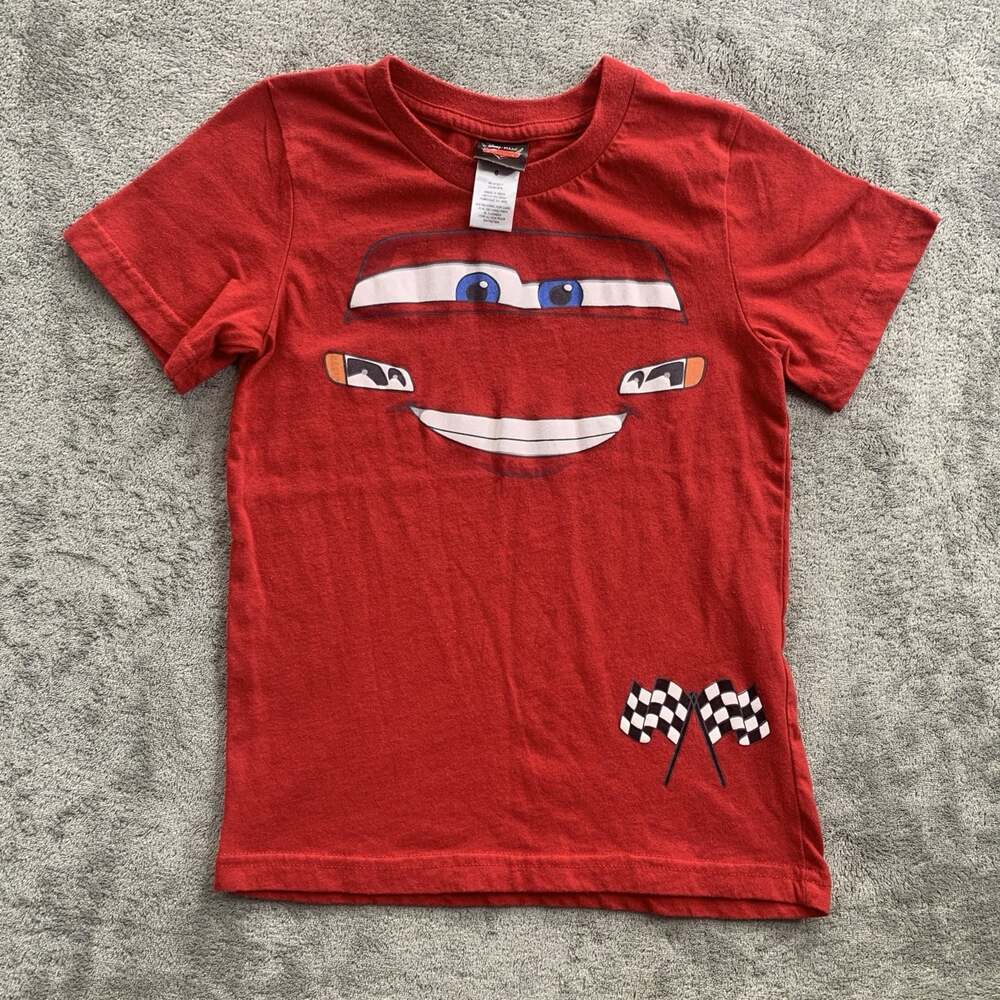 Disney Pixar Cars Shirt Kids Baby 6 Cartoon Graphic Y2K Tee Lightning McQueen